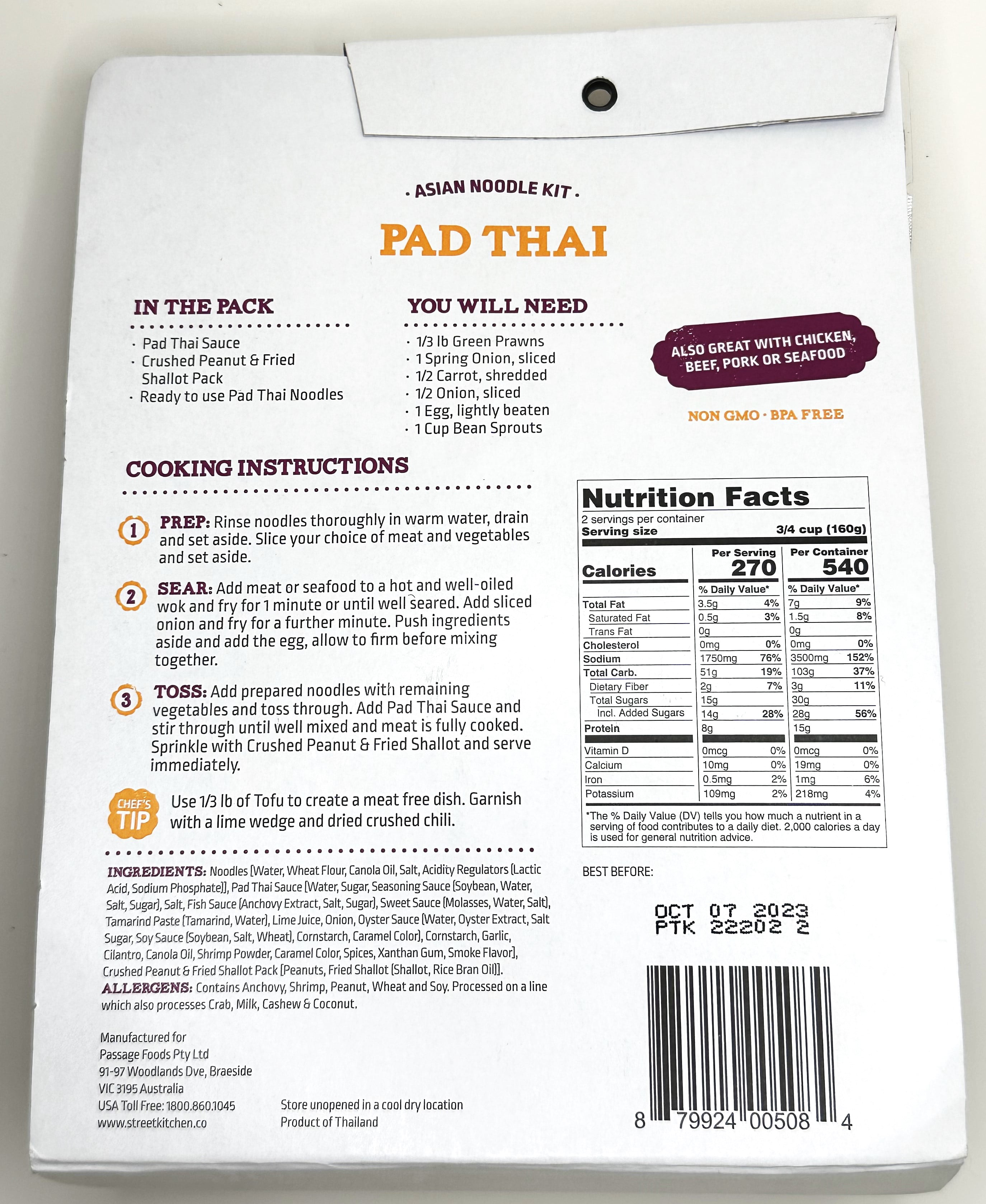 (2 pack) Street Kitchen Asian Pad Thai Noodle Kit, 11 oz. Shelf Stable
