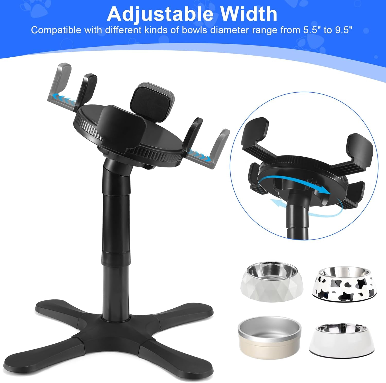Dog Bowls Elevated Adjustable Dog Bowl Stand,Raised Dog Bowl with 3 Heights and Tilted Adjust Feeding Stand,Elevated Dog Bowls Compatible with Various Dog Bowls,for Medium Large Breed