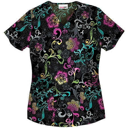 Baroque Beauty Mock Wrap Scrub Top