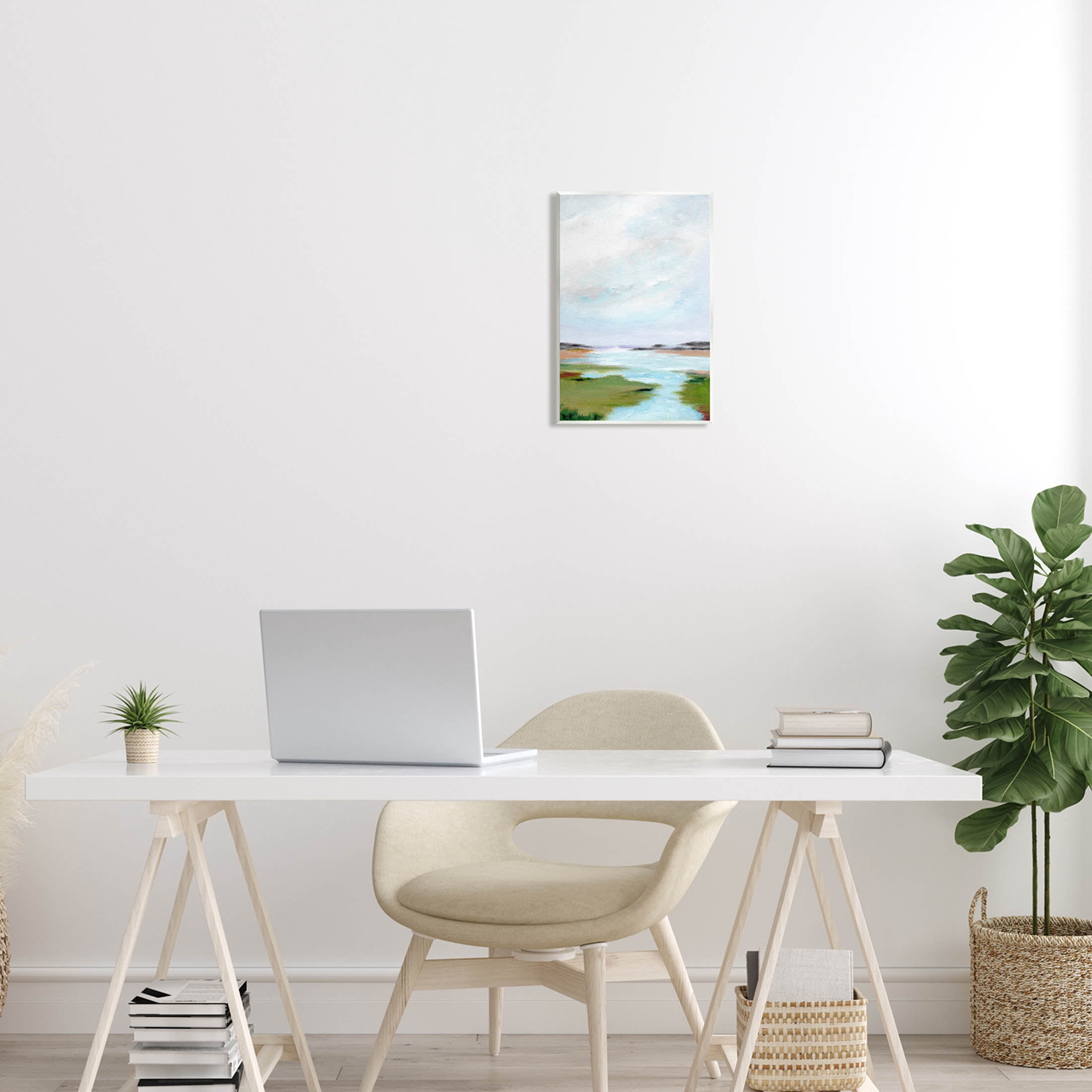 Stupell Industries Tranquil River Soft Dreamy Clouds Painting Unframed Art Print Wall Art, Design by Nikita Jariwala