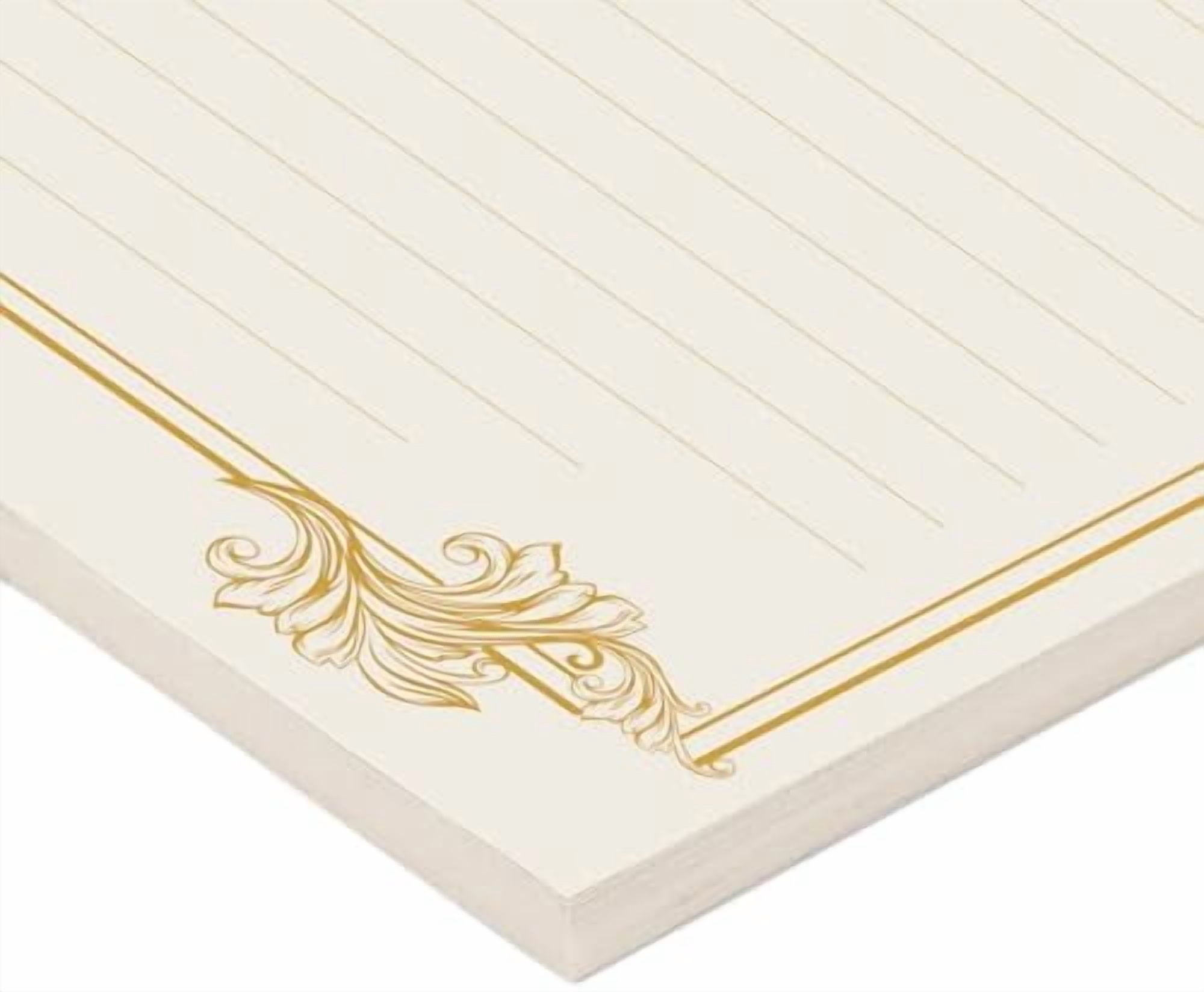 Quivanta 90 Piece Stationery Set - 60 Vintage-Style Paper Sheets + 30 Envelopes, Gold Border Letter Writing Paper for Love Letters & Party Invitations