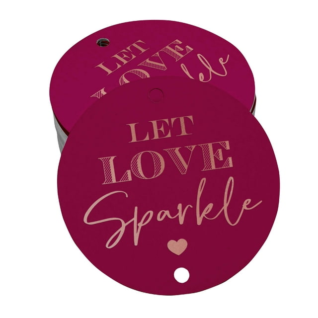 Inkdotpot Let Love Sparkle Wedding Bottle Tag Real Rose Gold Foil Favor Hang Tags Pack Of 100