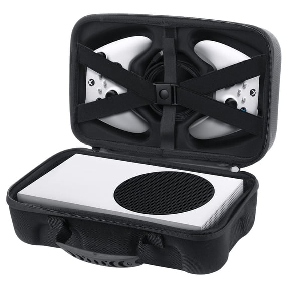 Hard Carrying Case, Game System Suitcase, Shockproof Travel Case Compatible with Xbox Series S Console, Cables, Remote Controls