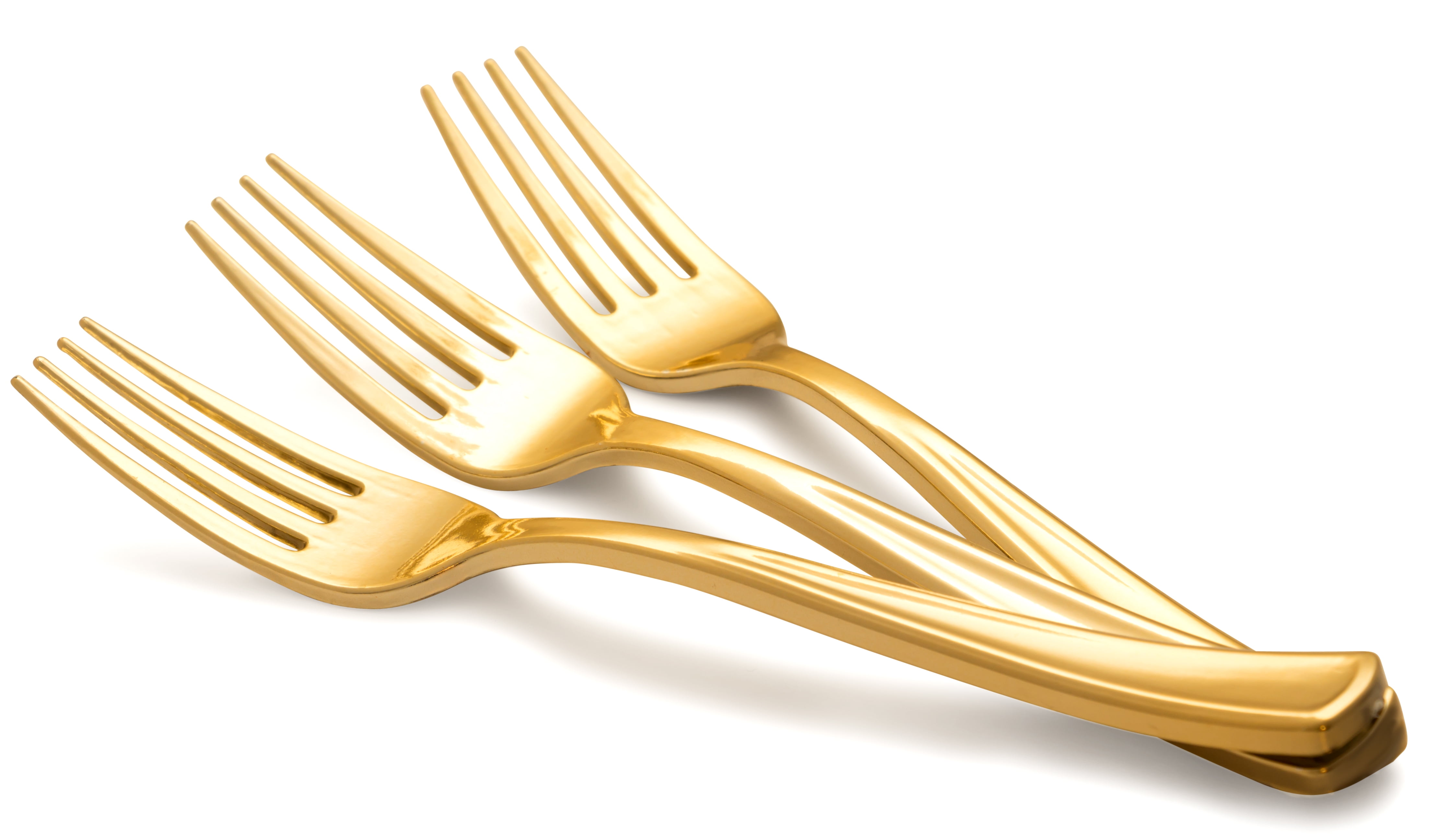 Disposable Plastic Gold Silverware Cutlery, Shiny Metallic Flatware (60 ...