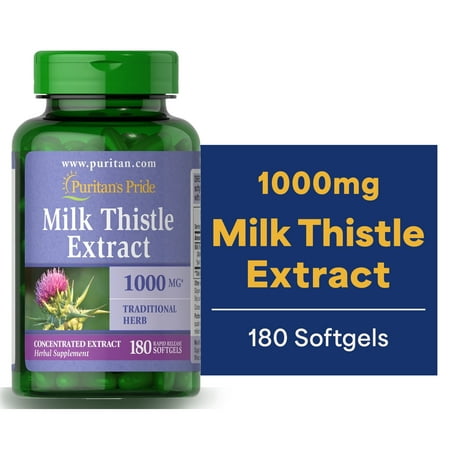 Puritan's Pride of Milk Thistle 4:1 Extract 1000 Mg (Silymarin)-180 Softgels