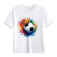 thumbnail image 4 of ITSAME T-Shirts for Boys, Crewneck Short Sleeve Football Print Kids Fashion Casual Tops White Size 3-4, 4 of 7