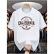 thumbnail image 2 of Camiseta informal de cuello redondo para hombre con letras de California, ligeramente elástica, manga corta de verano, estampado moderno, corte regular - 180 g/m², camisetas de ocio, 2 of 6
