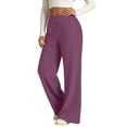 thumbnail image 5 of Nestiefly Wide Leg Sweatpants Women Baggy High Waist Workout Yoga Pants with Pockets | Loose Fit Drawstring Sweat Pants,Fall Clothes Dark Purple M, 5 of 6