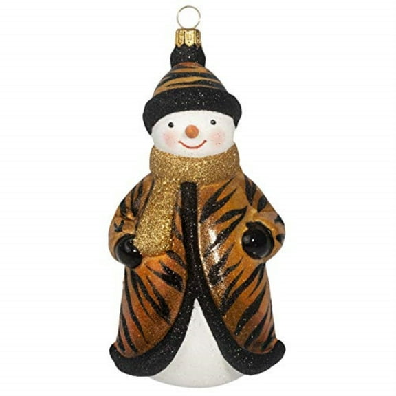 Glitterazzi Tigress Snowman Polish Glass Christmas Ornament