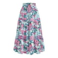 thumbnail image 5 of Floral Midi Skirt for Women Summer Comfy Tiered Elastic High Waisted Skirts Vacation A-Line Flowy Swing Long Skirts Light pink L, 5 of 6