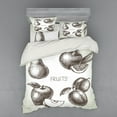 thumbnail image 2 of Fruit Duvet Cover Set, Fruits Eco Vitamin Sketch Art Pomegranate Apricot Peach Retro Hand Drawn Kitchen, Bedding Set with Shams and Fitted Sheet, 3 Sizes, by Ambesonne, 2 of 3