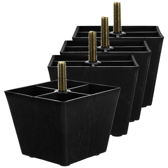 TABLZONE Adjustable Black Furniture Legs, Durable Plastic and Metal, for Sofas and Cabinets 4Pcs