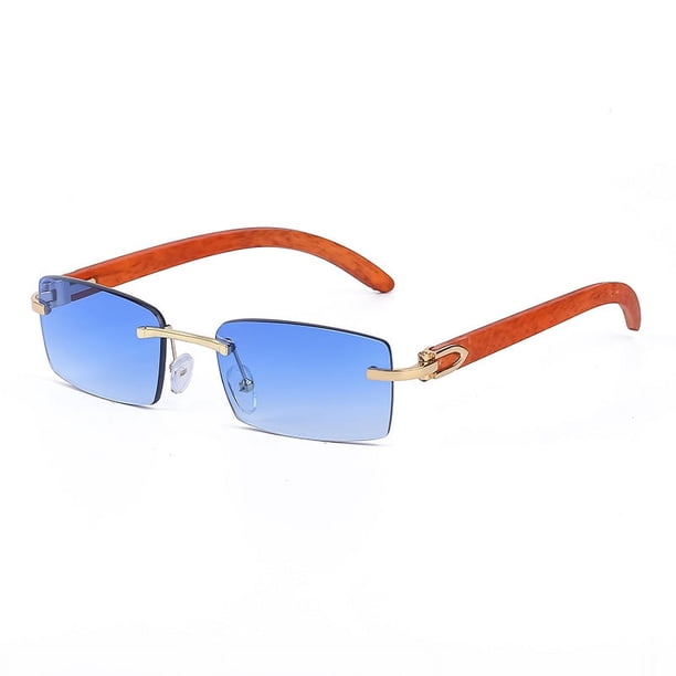 Gafas de sol de moda para hombre, gafas de sol sin marco ultraclaras, adornos de diamantes marinos