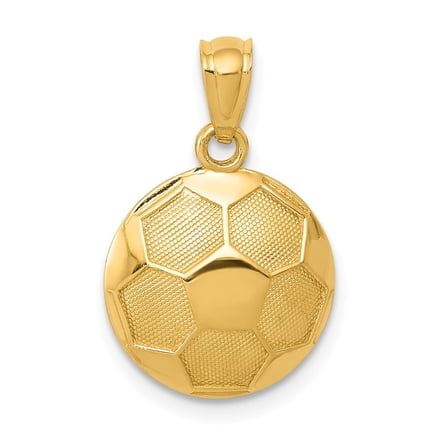 Real 14kt Yellow Gold Soccer Ball Pendant; for Adults and Teens; for Women and Men