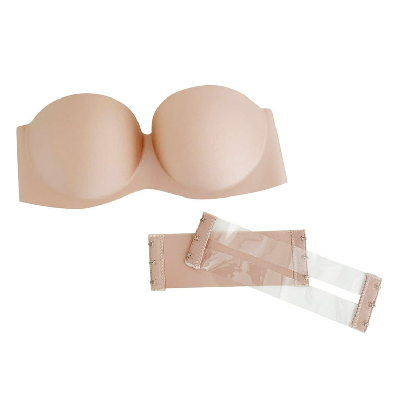 Heavy Padded Push Up Underwire Strapless Bra Clearance QIPOPIQ Ladies  Strapless Gathering Invisible Bra Glossy Back Buckle Breast Seamless Bra