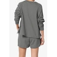 thumbnail image 2 of TheMogan Women's PLUS Cotton Terry Long Sleeve Oversized Top & Drawstring Shorts SET, 2 of 7