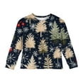 thumbnail image 4 of Girls Long Sleeve Pullover Top with Festive Tree and Gift Print Crewneck Casual Comfortable Soft Shirt for Holiday Wear, 4 of 4
