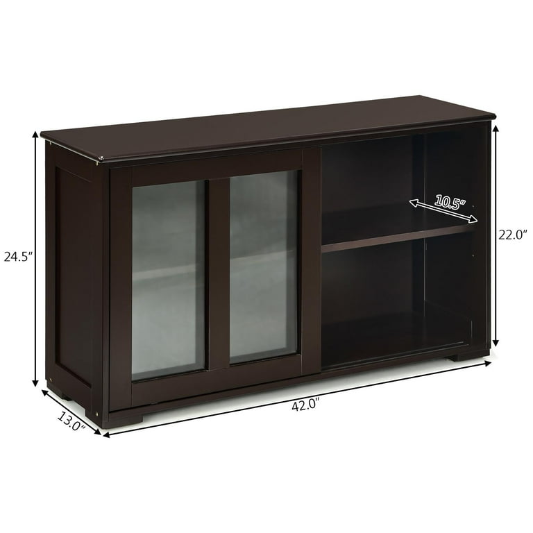 Giantex Stackable Buffet Cabinet, Kitchen Storage Cabinet with Sliding  Tempered Glass Doors, Small Sideboard for Kitchen, Dining Room or Living  Room