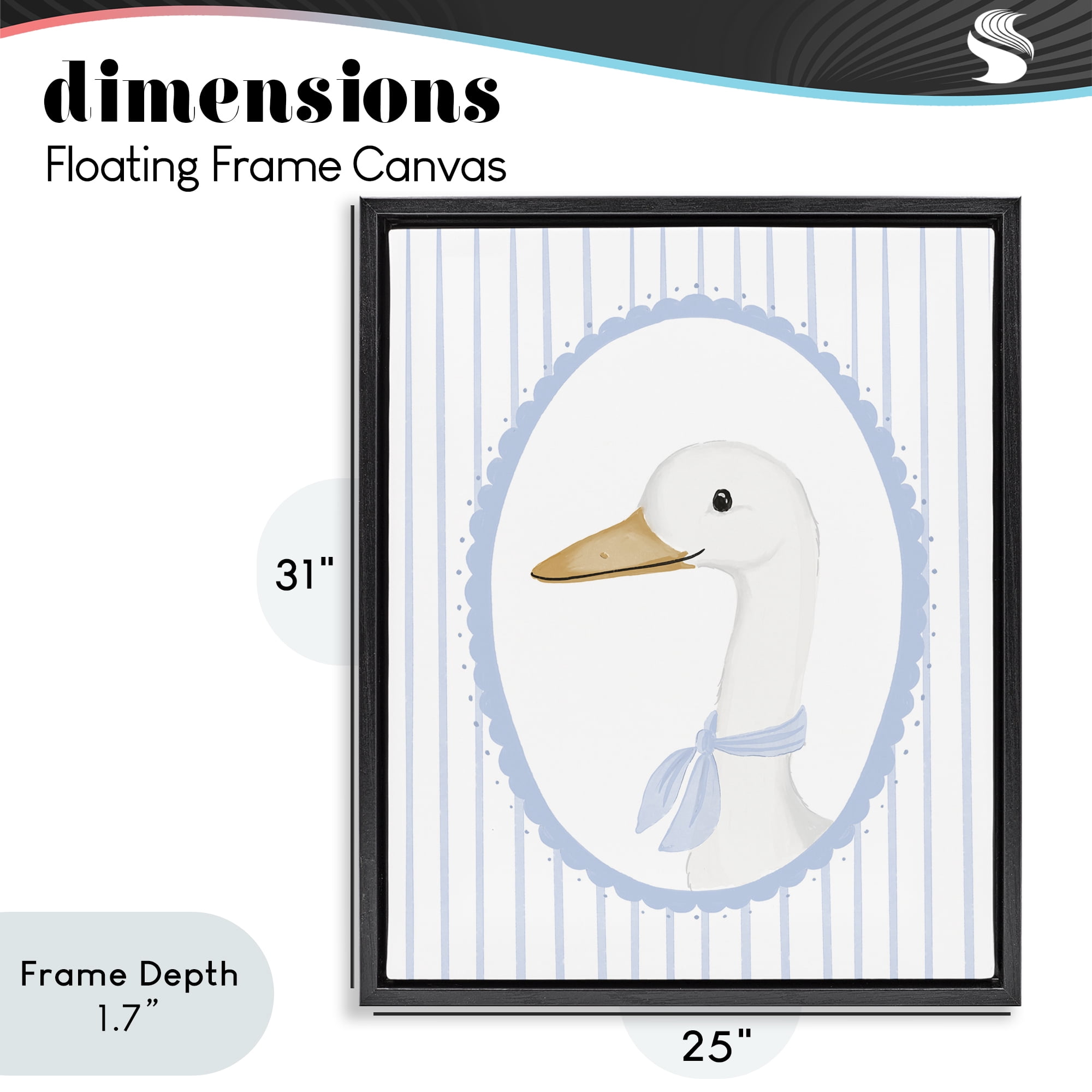 Stupell Industries Dainty Bordered Duck Black Framed Floater Canvas Wall Art, design by Cherrywood Lane