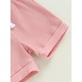 thumbnail image 7 of Coduop Toddler Baby Girls 3 Piece Clothes Set Short Sleeve Ribbed Romper Shorts and Hairband, 7 of 7