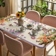 thumbnail image 3 of Happy Easter Table Cloths for 6 Foot Rectangle Tables, Bunny Eggs Spring Mushrooms Plants Rustic Purple Patio Waterproof Elastic Fitted Tablecloths, Washable Rectangular Table Cover for Camping, 3 of 8
