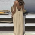 thumbnail image 4 of Backless Cami Dresses for Women - Sleeveless Spaghetti Strap Maxi Lounge Dress with Back Tie Beige M, 4 of 5