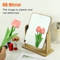 thumbnail image 2 of Unique Bargains Natural Wooden Makeup Mirror Rotating Makeup Desk Stand Mirror for Women Beige 8.07"x3.94"x9.84", 2 of 7