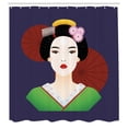 thumbnail image 2 of Ambesonne Asian Woman Shower Curtain, Traditional Lady View, 69"Wx70"L, Quartz Paprika Green, 2 of 4