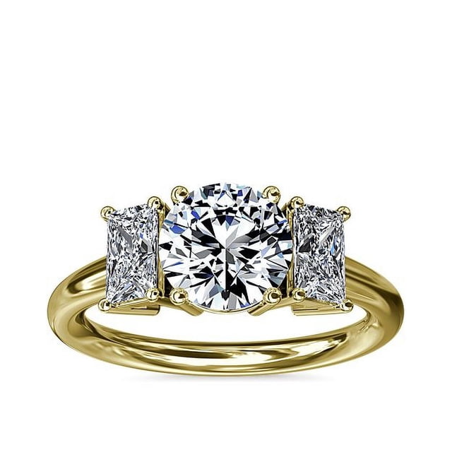 1.20 T.C.W Round Shape Natural Diamond Latest Design Three Stone Wedding Ring for Women Solid 18K Yellow Gold Size 8