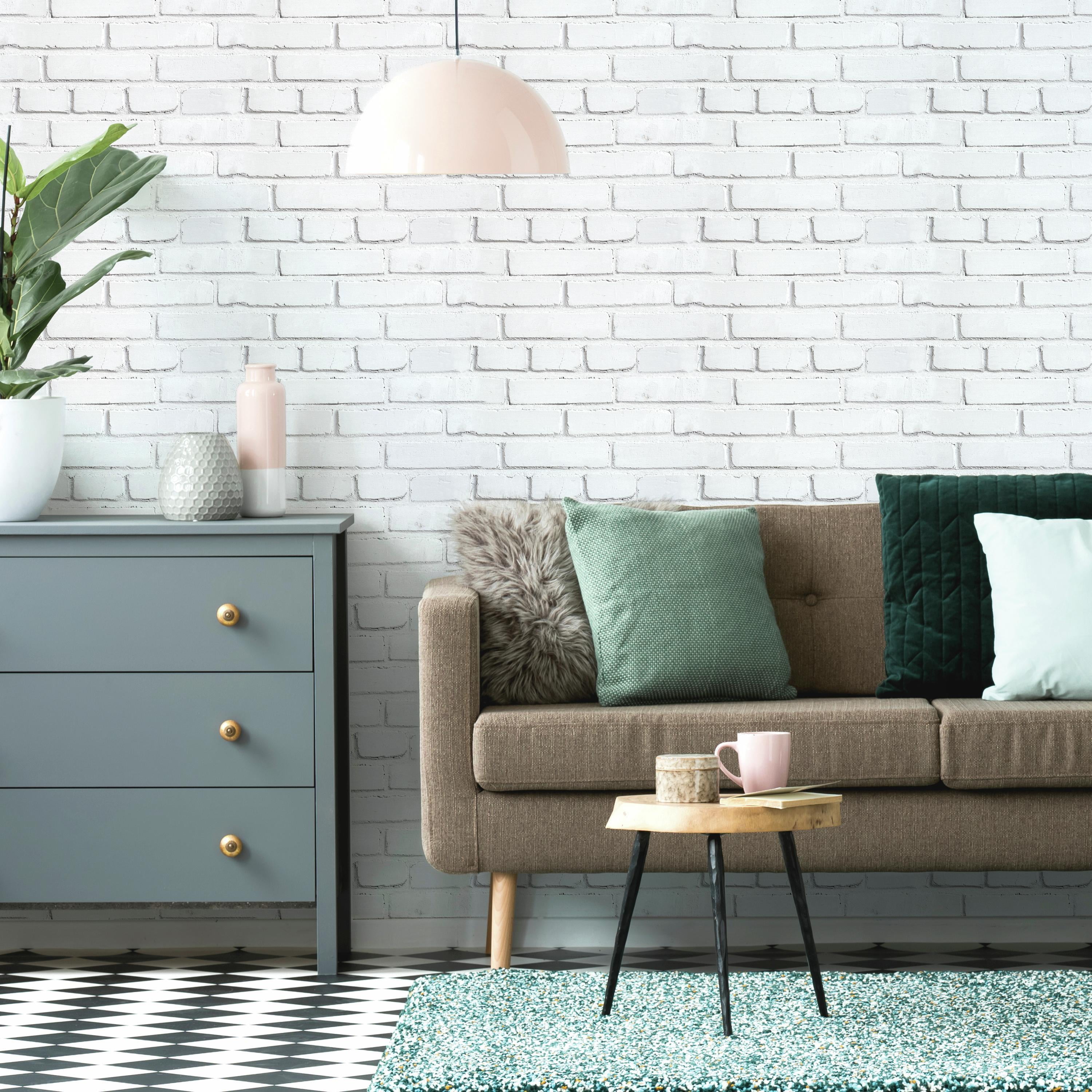 RoomMates White Brick Peel and Stick Giant Wall Decals 2.5 inches x 17.