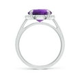 thumbnail image 2 of ANGARA Natural Round 3.2 ct Amethyst Cathedral Ring with Diamond Halo in 14K White Gold for Women (Size-10mm) | February Birthstone, Anniversary, Jewelry Gift for Women | Natural Amethyst Ring, 2 of 9