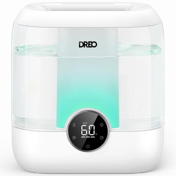 Dreo - Humidificadores de relleno superior de 6 litros para recámara, tiempo de funcionamiento de 60 horas, 28 dB, silenciosos, humidificadores de aire de niebla fría de gran tamaño, para habitación
