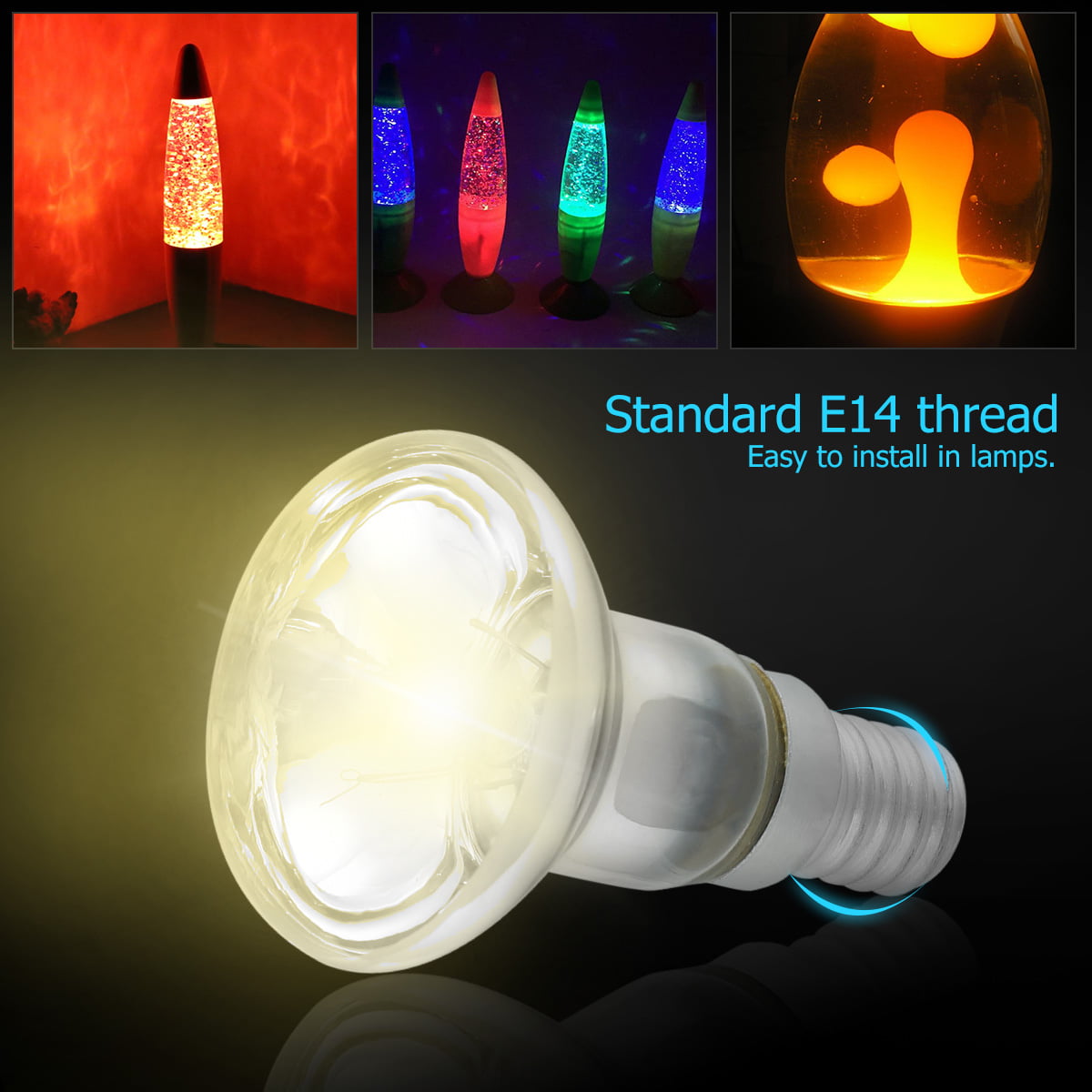 R39 E14 30w Ampoules de lampe à lave, Ampoules de lampe à lave à vis Edison  Ses Reflector, blanc chaud 2800k R39 Dimmable (pack de 2)