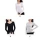 thumbnail image 3 of Ropa interior térmica femenina de manga larga con cuello redondo, camisa de fondo de otoño para el hogar y la Oficina, ropa interior para Prendas para la parte del cuerpo 2 piezas blanco gris XL Sonducket AP013721-12, 3 of 6