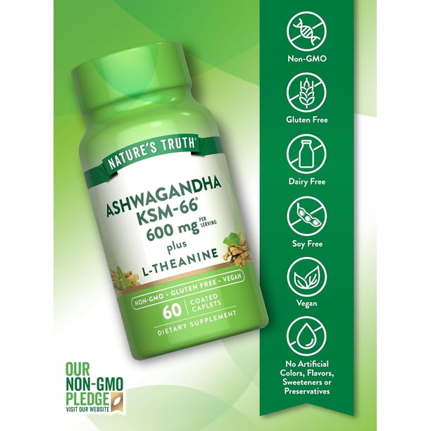 Nature's Truth, Ashwagandha supplement, 60 Caplets with L-Theanine