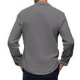 thumbnail image 4 of WTOBBY Men's Cotton Linen Blend Turn-Down Collar Button-Down Shirt Long Sleeve Solid Casual Business Relaxed Fit Double Pocket Breathable Summer Top,Gray 2XL, 4 of 4