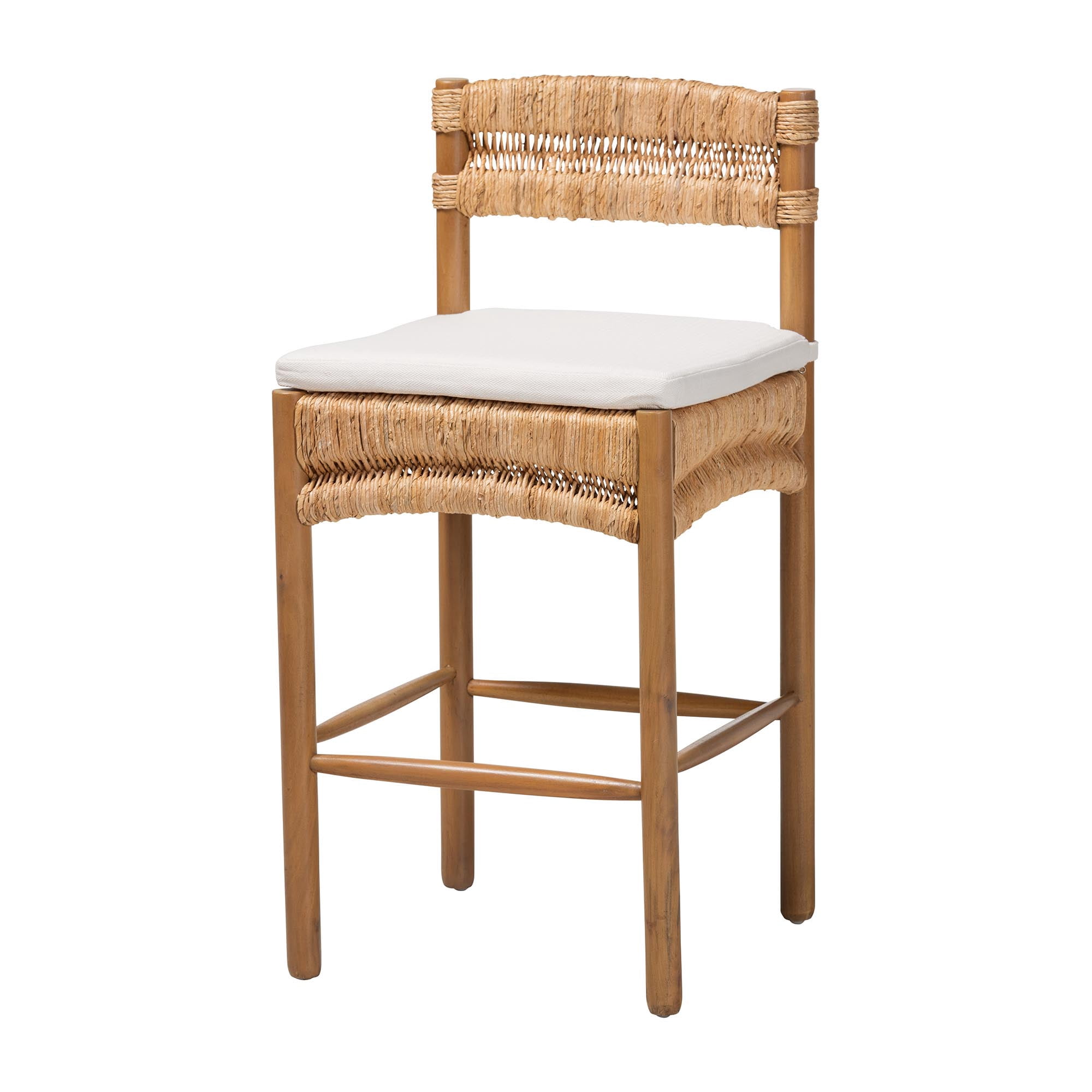 bali & pari Elvera Boho Counter Stool, 27.2" H Counter Height, Light Walnut