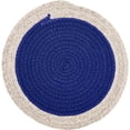 thumbnail image 2 of Blue Extra Thick Woven Trivet Round Placemats Natural Cotton Hot Potholder Mat Heat Resistant - 9"x9" 1 Piece - Navy Blue, 2 of 5