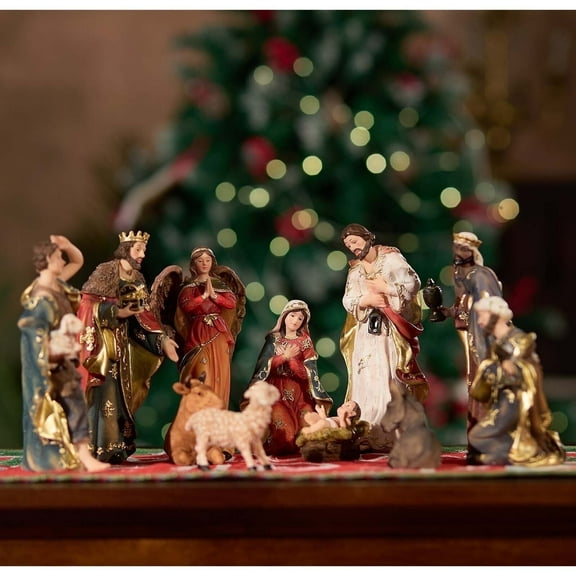 8 Inch Christmas Nativity Scene Statue Figurines, Set of 11