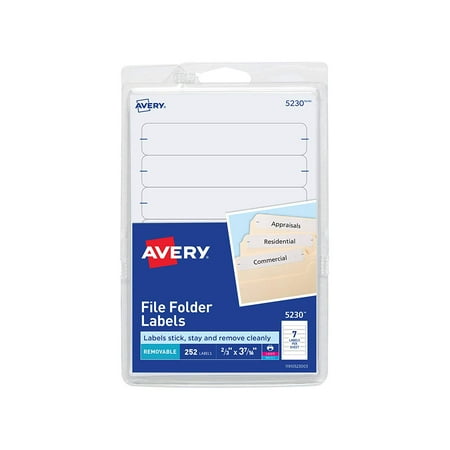 Removable File Folder Labels, Print or Write, White, Pack of 252 (5230), Great for making quick ...