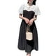 thumbnail image 2 of Vestido elegante con cuello de muñeca y mangas cortas abombadas, vestido ajustado en blanco y negro dulce para mujer, para cena, fecha y vacaciones, 2 of 8