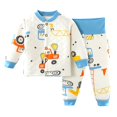 thumbnail image 2 of Amidoa Girls 2 Piece Outfits Fall Winter Clothes Print Long Sleeve Top and Casual Pants Kids Clothing Sets Blue Size 2-3 Years, 2 of 6