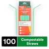 ECO SOUL 100% Compostable Straws [100 Count] [8.25"] Eco-Friendly Biodegradable Sustainable Disposable Straws, Cocktail Cold Drink Smoothie Bendable Straws