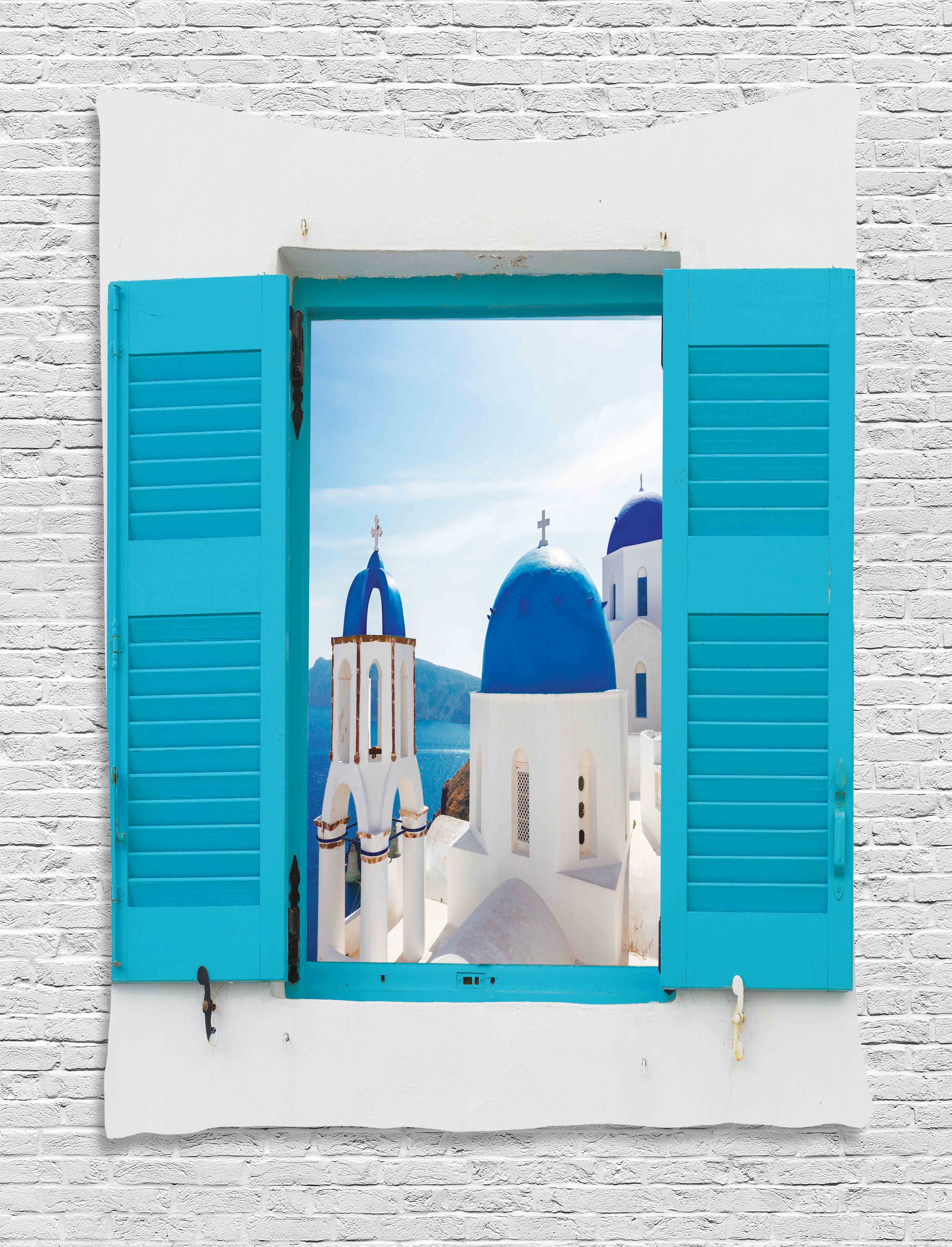 House Decor Wall Hanging Tapestry, Window With View Of Classical Church