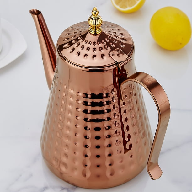 SANQIAHOME 1200ml Théière en acier inoxydable avec infuseur style rétro,or