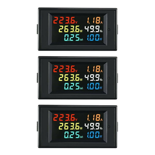 3X Monitor de CA 6 En 1 D69-2058 Voltaje Digital de CA Y Corriente Potencia Factor de Frecuencia Medidor de Electricidad