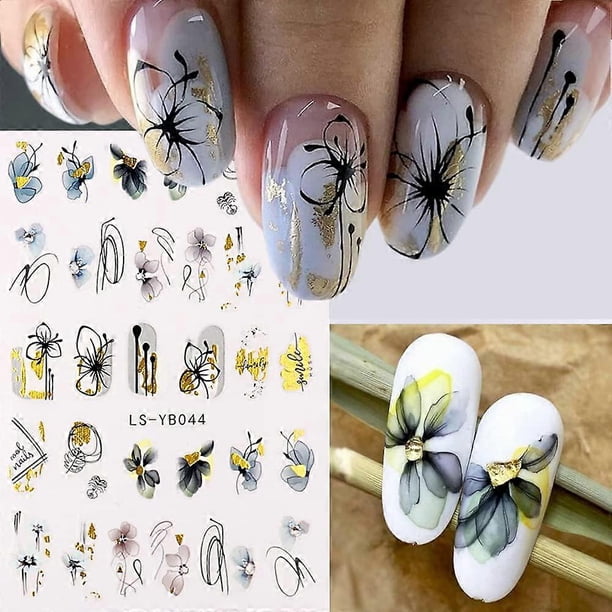 Flower Nail Art Stickers Spring Nail Decals for Acrylic Nails 3D Self Adhesive Nail Art Supplies Cute Floral Butterfly Nail Designs Finger Manicure De