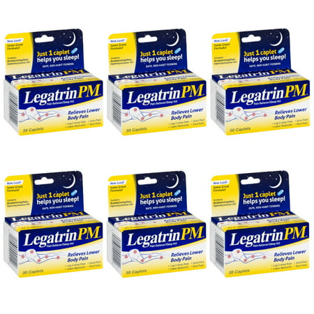 6 Pack Legatrin PM Caplets Advanced Formula Pain Reliever with Sleep Aid 50 (Best Drug For Arthritis Pain)