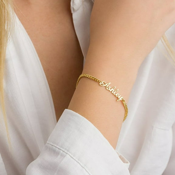 Custom Name Bracelets for Women Personalized 14K Yellow Gold Mens Cuban Chains Cuff Bracelet Couple Gold Jewelry Pulseras Mujer