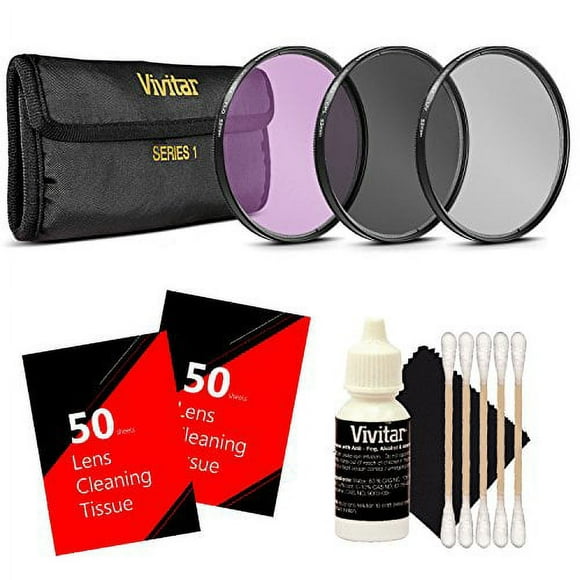 Vivitar UV CPL FLD Filter Set + Lens Cleaning Tissue + Cleaning Kit for Nikon Canon and All DSLR Camera Lenses with 67mm Thread Size